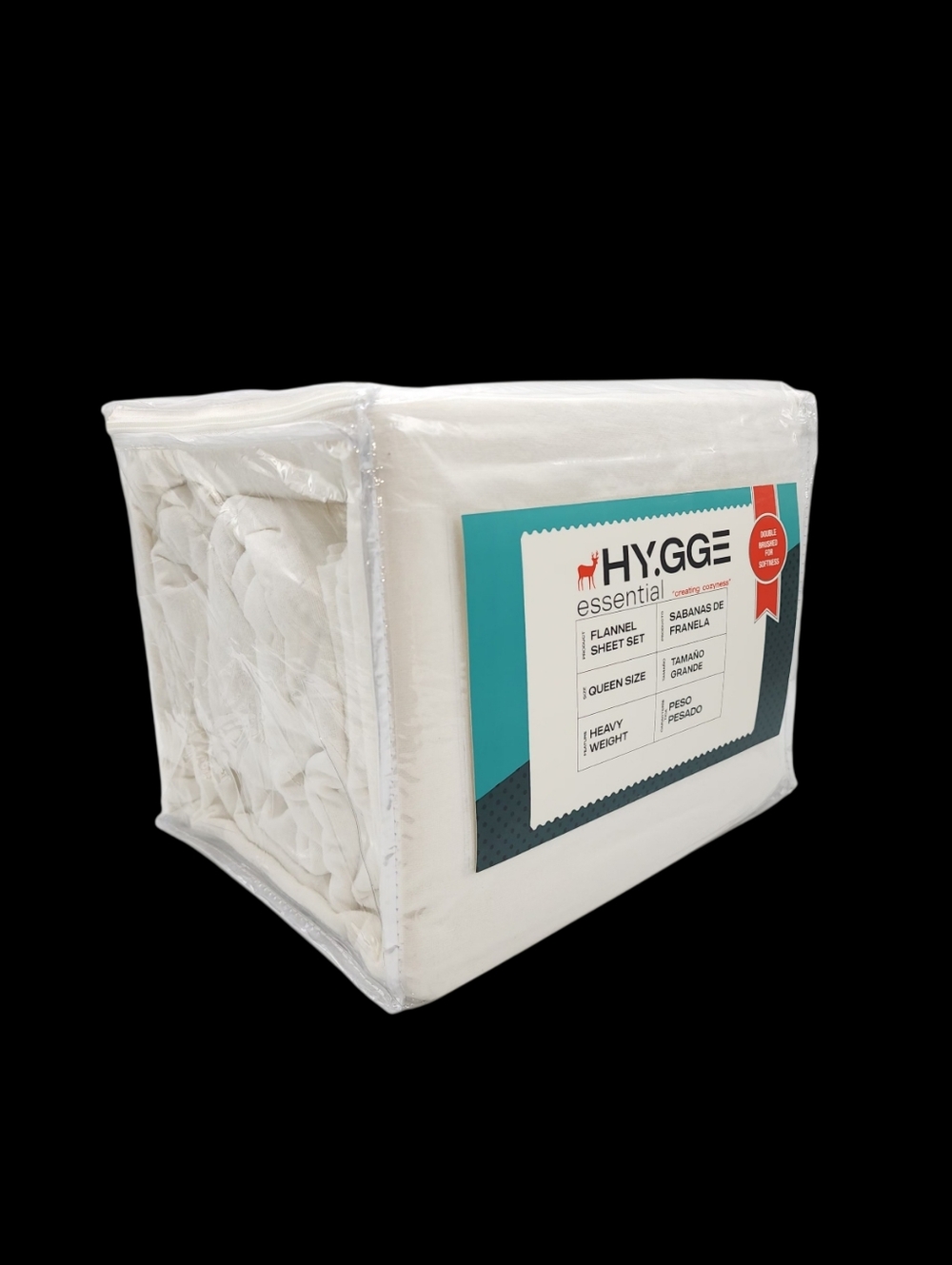 HYGGE Essential Heavy Weight Cotton Flannel Sheet Set Queen Size 4pc Ivory